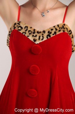 Leopard Spaghetti Straps Homecoming Prom Dress with Bow on Back