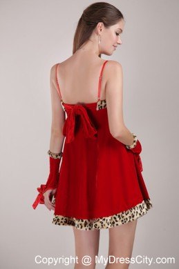 Leopard Spaghetti Straps Homecoming Prom Dress with Bow on Back