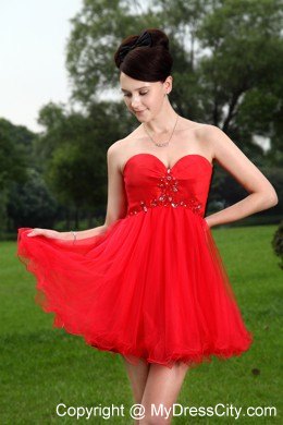 Red Sweetheart Prom Homecoming Dresses Beading Short Oragnza