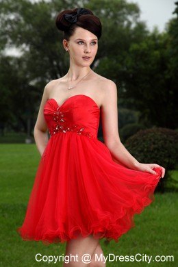 Red Sweetheart Prom Homecoming Dresses Beading Short Oragnza