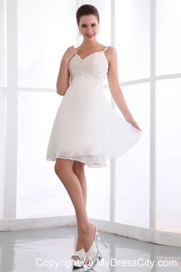 Appliques Spaghetti Straps Chiffon White Prom Homecoming Dress