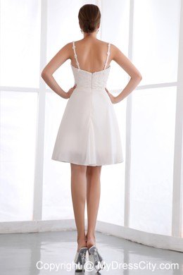 Appliques Spaghetti Straps Chiffon White Prom Homecoming Dress