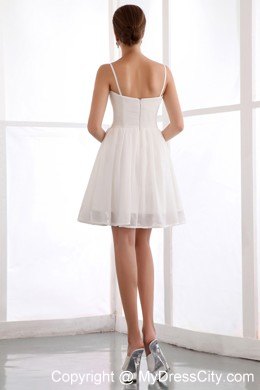 Spaghetti Straps Beaded Chiffon Homecoming Dress with Cool Back