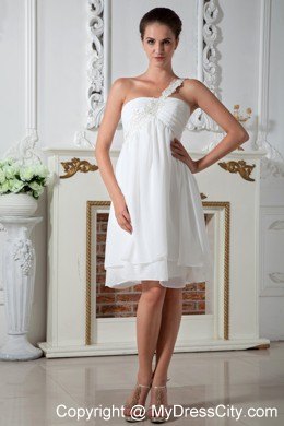 White One Shoulder Appliques Short Homecoming Prom Dresses