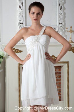 White One Shoulder Appliques Short Homecoming Prom Dresses