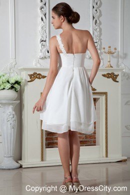 White One Shoulder Appliques Short Homecoming Prom Dresses