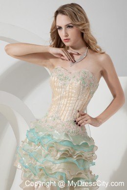 Embroidery Ruffled Layers Beading Colorful Homecoming Dresses