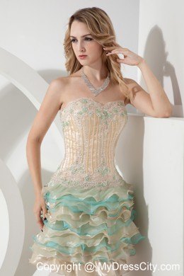 Embroidery Ruffled Layers Beading Colorful Homecoming Dresses