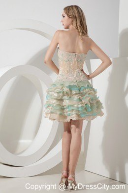 Embroidery Ruffled Layers Beading Colorful Homecoming Dresses