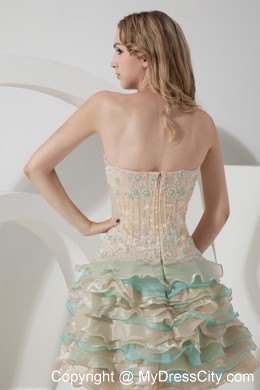 Embroidery Ruffled Layers Beading Colorful Homecoming Dresses