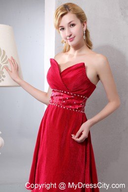 Sepcial Fabric Wine Red Homecoming Prom Dresses Beading Sash