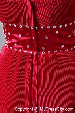 Sepcial Fabric Wine Red Homecoming Prom Dresses Beading Sash