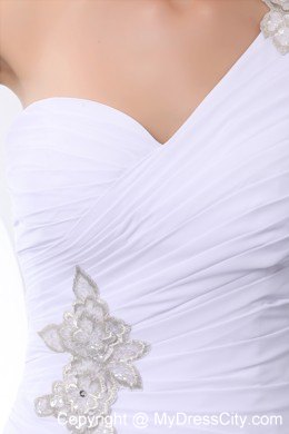 Appliques White One Shoulder Homecoming Dress with the Back Out