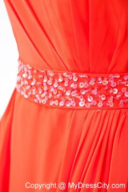 Beading Sashed Red Prom Homecoming Dresses Chiffon Knee-length