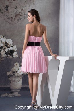 Hand Made Flowers Prom Homecoming Dresses Short Pleat Baby Pink