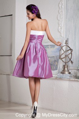 Lavender and White Ruched Celebrity Dress Under 100 in Knee-length