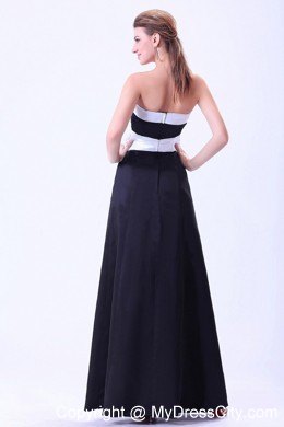 Long Strapless Black and White A-line Bridesmaid Dress