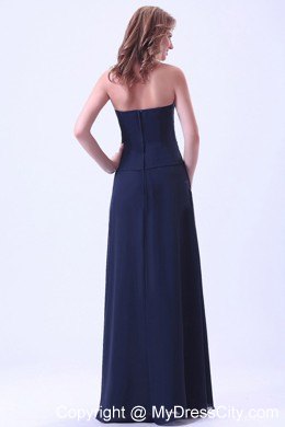 Ruched Strapless Floor-length Navy Blue Bridesmaid Dress