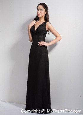 V-neck Full Length Bridesmaid Dress with Pierced Back