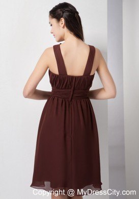 Bateau Bow Knee-length Bridesmaid Dresses in Brown