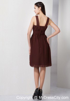 Bateau Bow Knee-length Bridesmaid Dresses in Brown