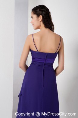 High-low Spaghetti Straps Tiers Bridesmaid Dress with Ribbon