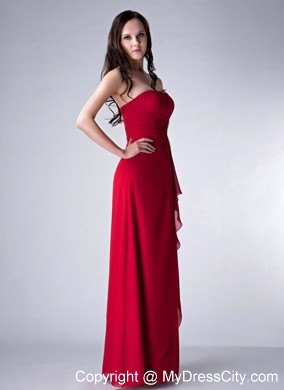 Sheath Strapless Ruching Bridesmaids Dresses with Beading