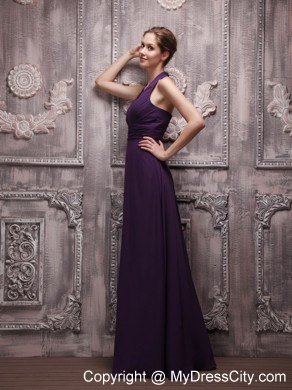 Empire Halter Top Full length Chiffon Ruching Dresses For Bridesmaid