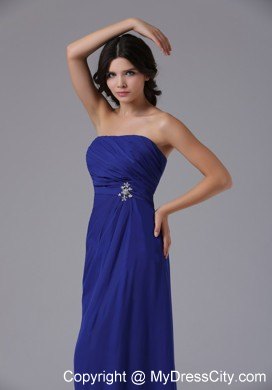 Ruching Beaded Strapless Junior Bridesmaid Dress With Brush Train