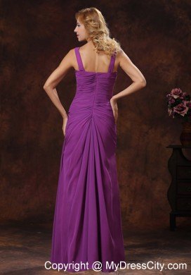 Long Straps Ruched Bodice Purple Maternity Bridesmaid Dress On Sale