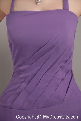 Halter Top Ruched Bridesmaid Dress with Brush Train