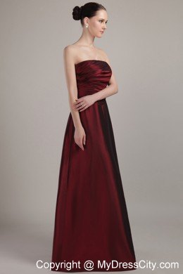 Floor-length Empire Ruched Maternity Bridesmaid Dress in Wine Red