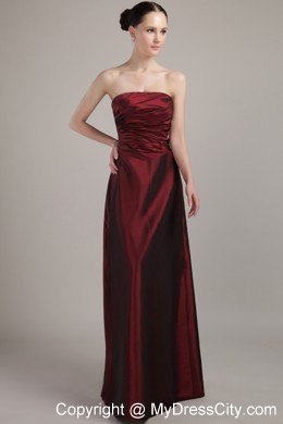 Floor-length Empire Ruched Maternity Bridesmaid Dress in Wine Red