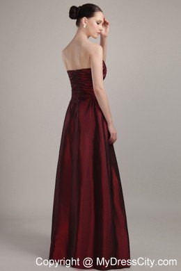 Floor-length Empire Ruched Maternity Bridesmaid Dress in Wine Red