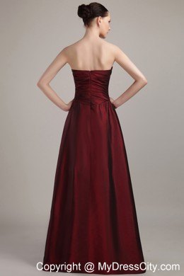 Floor-length Empire Ruched Maternity Bridesmaid Dress in Wine Red