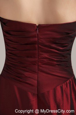 Floor-length Empire Ruched Maternity Bridesmaid Dress in Wine Red