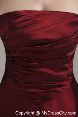 Floor-length Empire Ruched Maternity Bridesmaid Dress in Wine Red