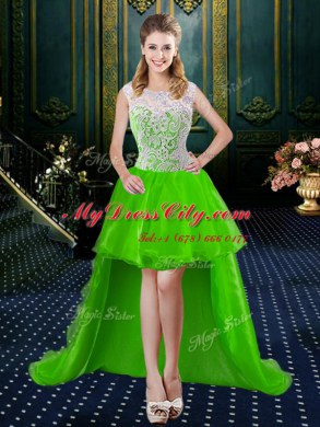 Latest Four Piece Sleeveless Tulle Floor Length Brush Train Zipper Sweet 16 Dress in with Lace