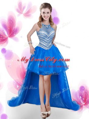 Free and Easy Four Piece Royal Blue Sleeveless Floor Length Beading and Pick Ups Zipper Quinceanera Gown