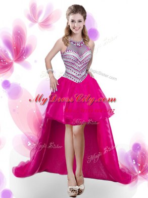 Four Piece Hot Pink Sleeveless Beading and Pick Ups Floor Length Quinceanera Dress