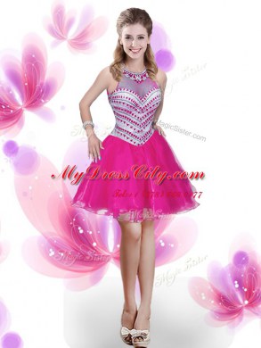 Four Piece Hot Pink Sleeveless Beading and Pick Ups Floor Length Quinceanera Dress