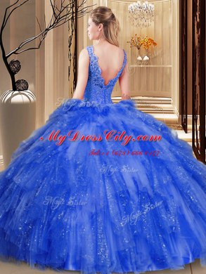 High Quality Sleeveless Sequins and Pick Ups Backless Sweet 16 Quinceanera Dress