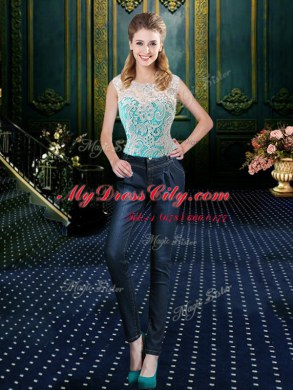 Shining Four Piece Sleeveless Zipper Floor Length Lace Quinceanera Dresses