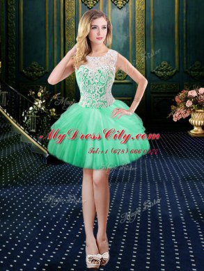 Attractive Three Piece Scoop Apple Green Sleeveless Lace and Pick Ups Floor Length Quinceanera Gowns