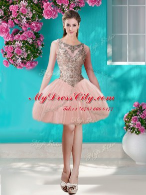 Dynamic Three Piece Scoop Tulle Sleeveless Floor Length Quinceanera Dress and Beading and Appliques