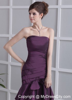 Mermaid Dark Purple Prom Dress With Ruching Knee-length Strapless