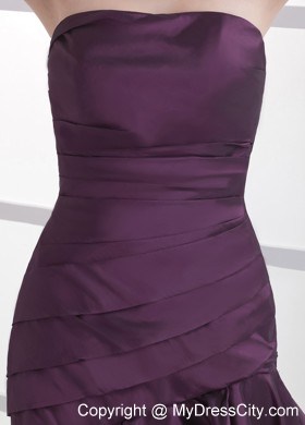 Mermaid Dark Purple Prom Dress With Ruching Knee-length Strapless