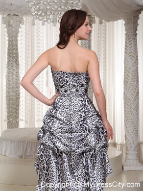 2013 Uniques Leopard High-low Strapless Princess Prom Dress