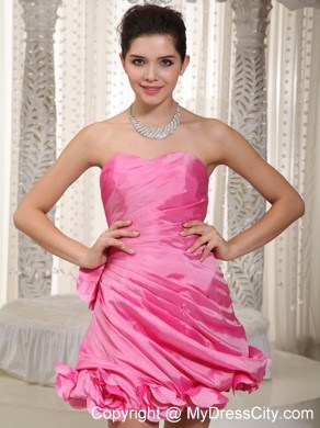 Sexy Pink Pleated Prom Dress With Sweetheart Mini-length