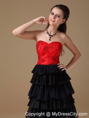 Black and Red A-line Sweetheart Short Prom Dress